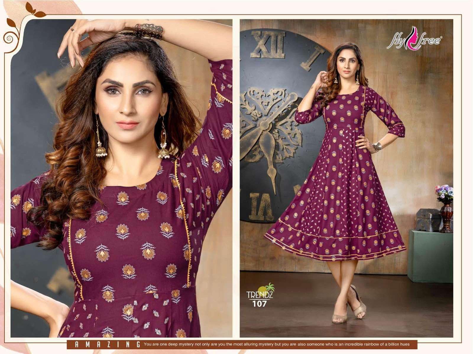 Fly Free Trendz Catalog Ethnic Wear Anarkali Kurtis Wholesale