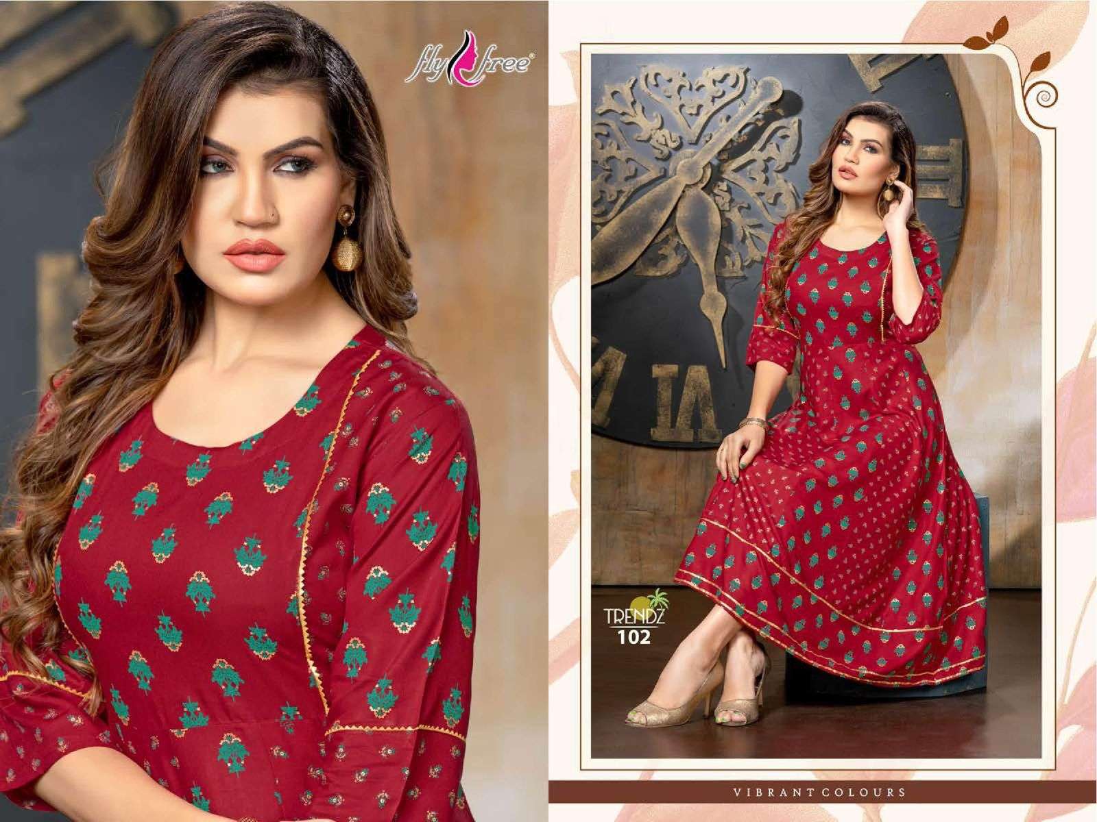 Fly Free Trendz Catalog Ethnic Wear Anarkali Kurtis Wholesale