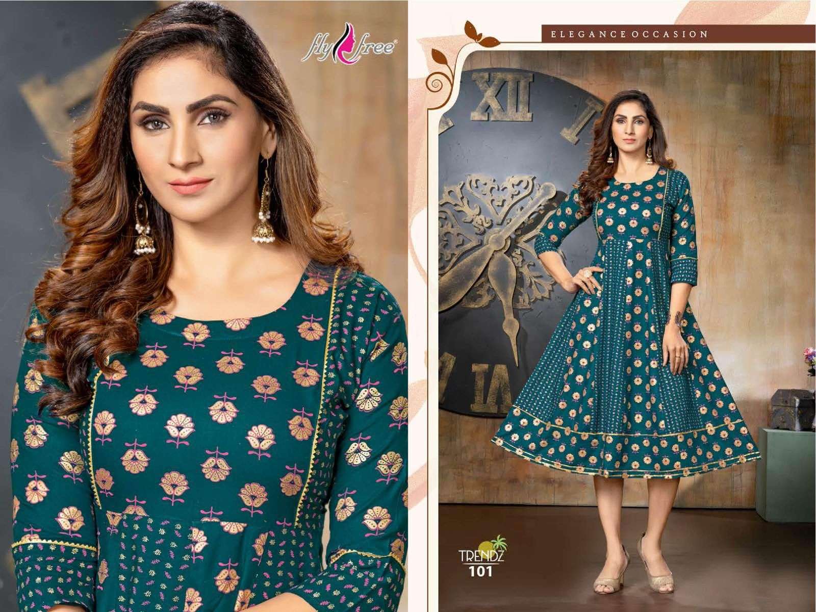 Fly Free Trendz Catalog Ethnic Wear Anarkali Kurtis Wholesale