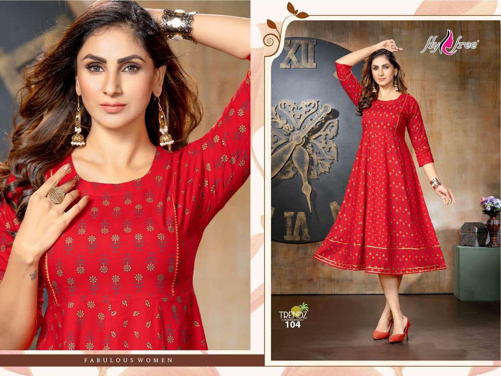 Fly Free Trendz Catalog Ethnic Wear Anarkali Kurtis Wholesale