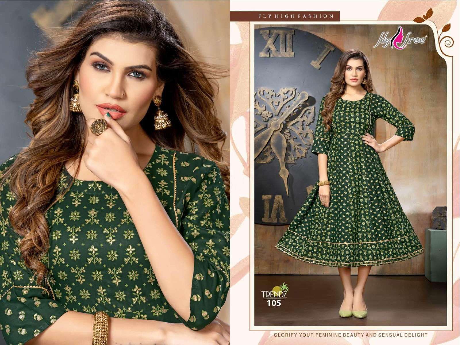 Fly Free Trendz Catalog Ethnic Wear Anarkali Kurtis Wholesale
