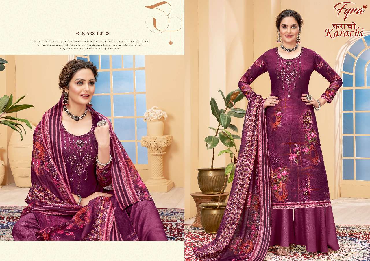 Fyra Karachi Catalog Regular Wear Soft Cotton Dress Materials Wholesale
