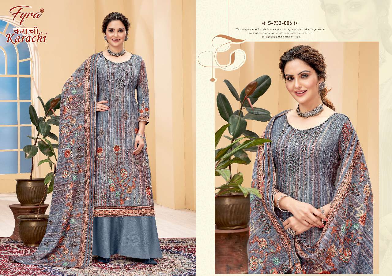 Fyra Karachi Catalog Regular Wear Soft Cotton Dress Materials Wholesale