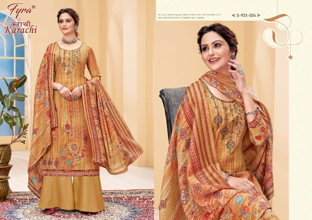 Fyra Karachi Catalog Regular Wear Soft Cotton Dress Materials Wholesale