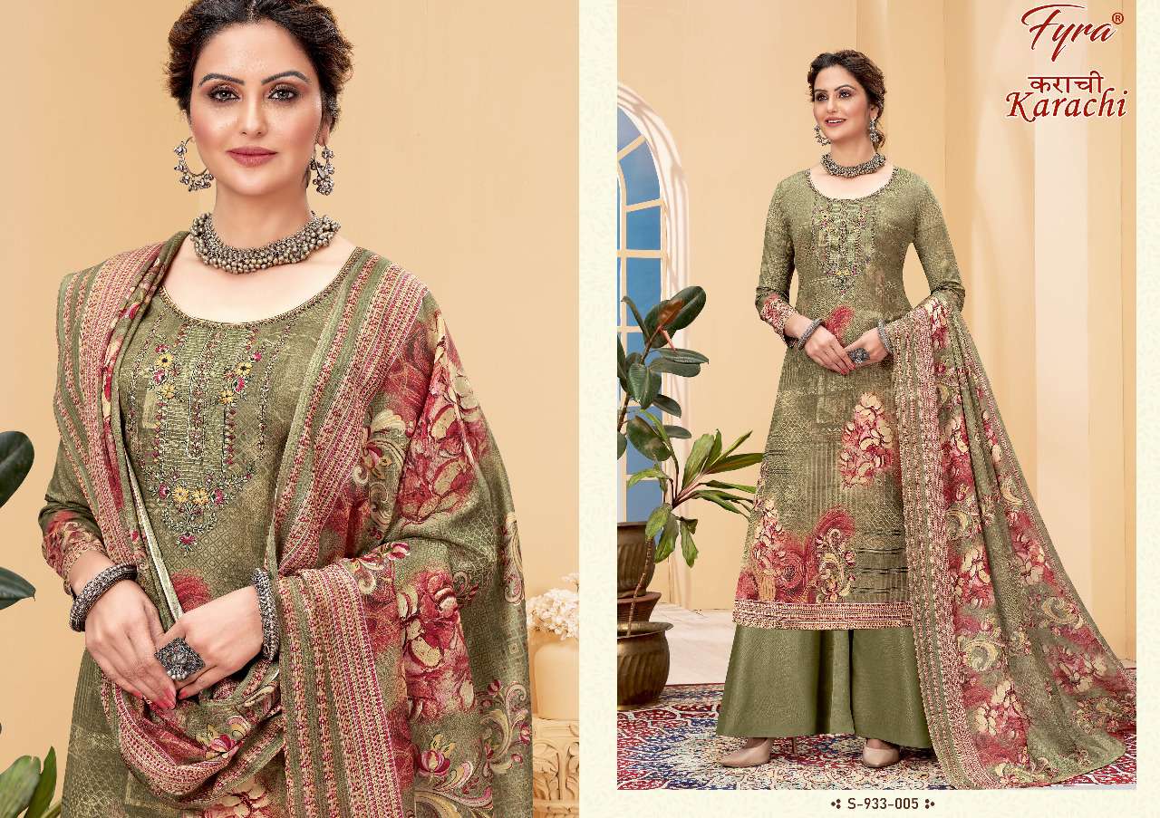 Fyra Karachi Catalog Regular Wear Soft Cotton Dress Materials Wholesale