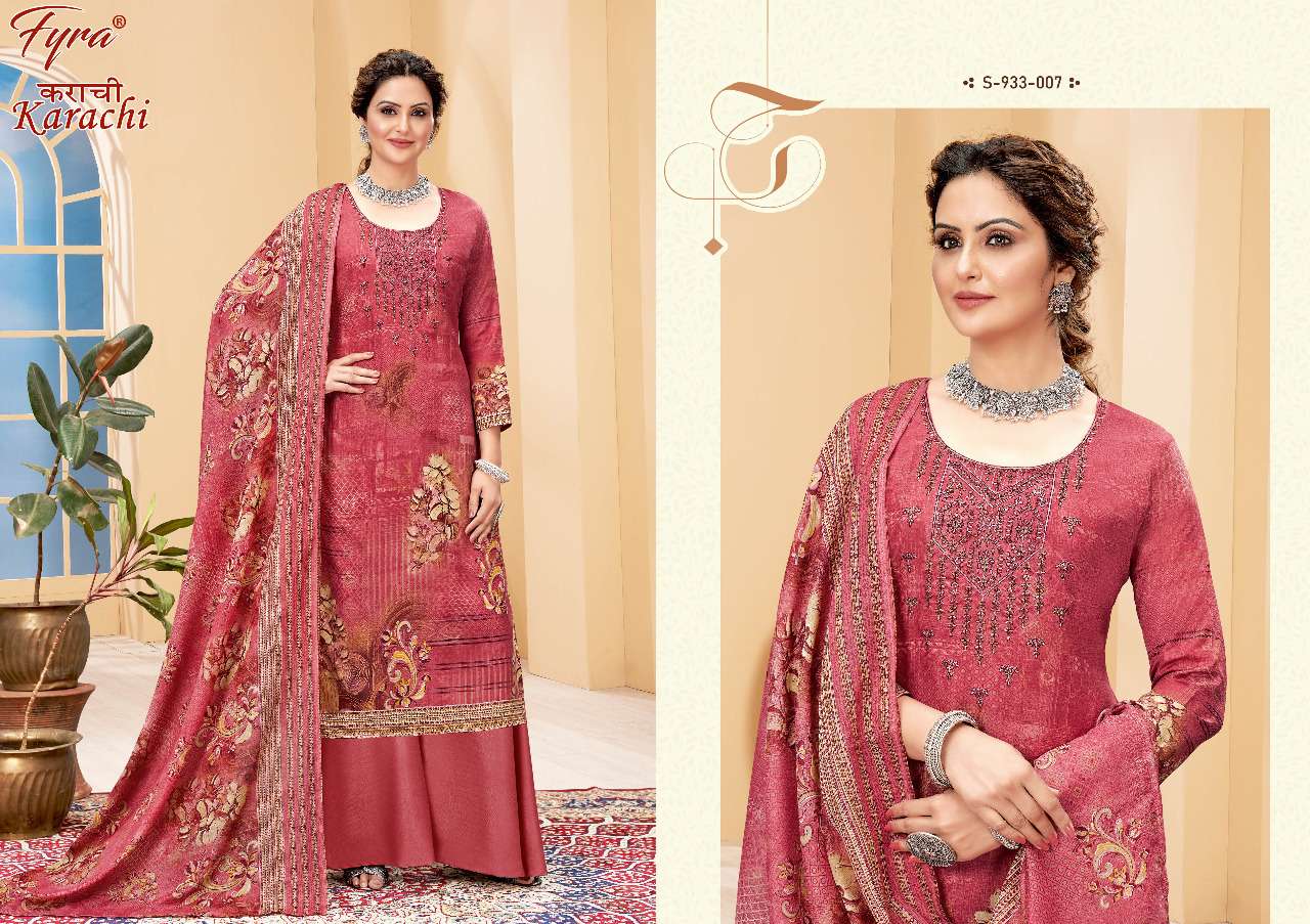 Fyra Karachi Catalog Regular Wear Soft Cotton Dress Materials Wholesale
