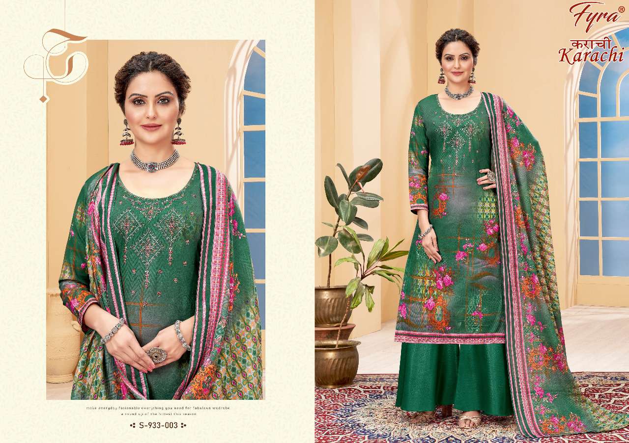 Fyra Karachi Catalog Regular Wear Soft Cotton Dress Materials Wholesale