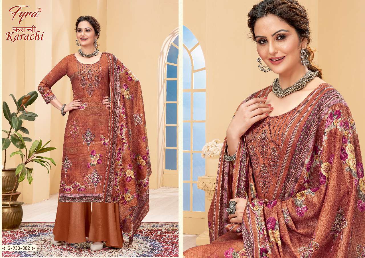 Fyra Karachi Catalog Regular Wear Soft Cotton Dress Materials Wholesale