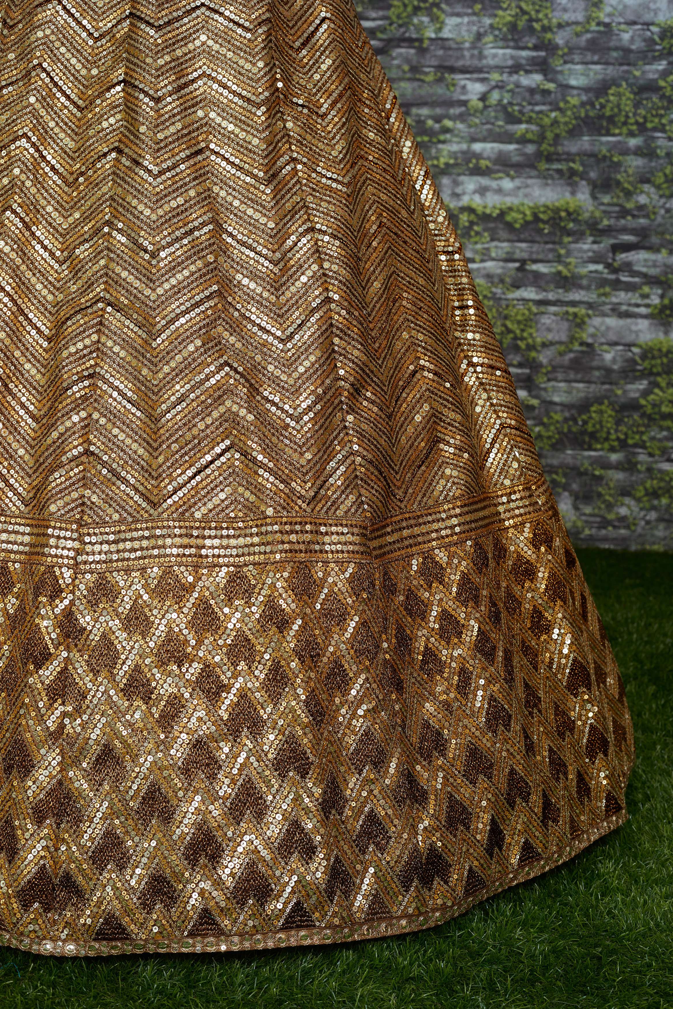 Golden Brown Traditional Wear Bridal Lehenga Choli Wholesale