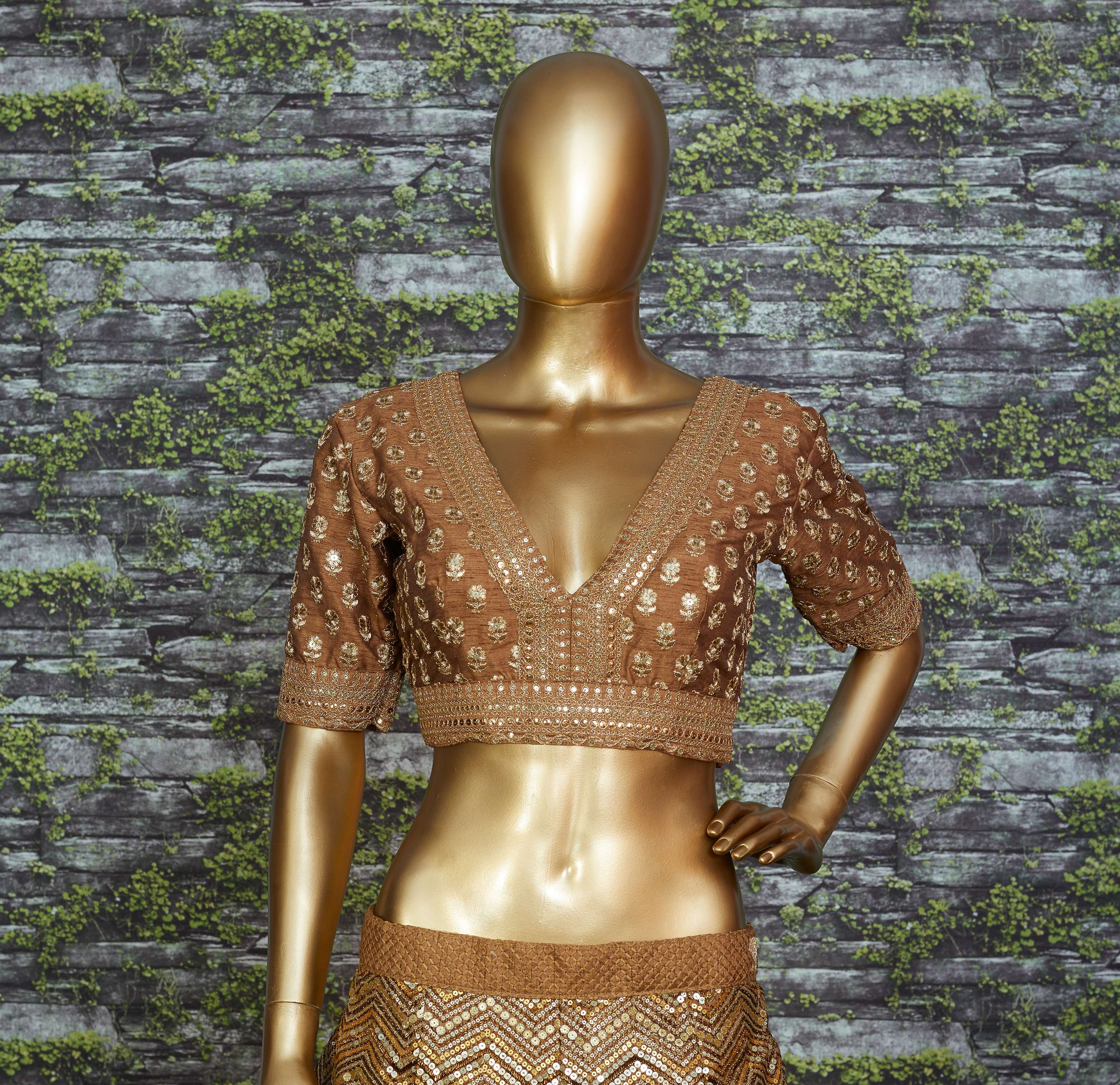 Golden Brown Traditional Wear Bridal Lehenga Choli Wholesale