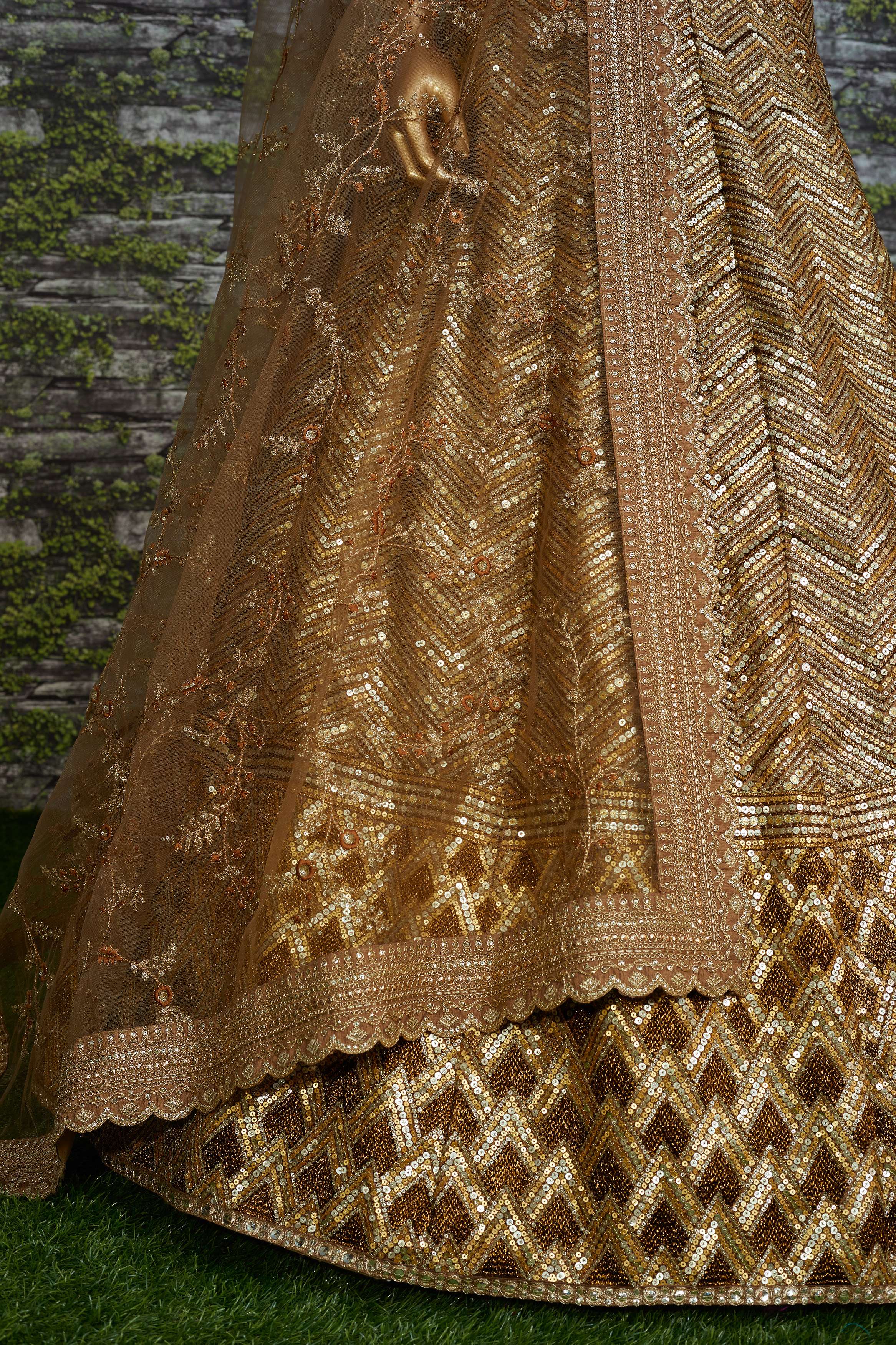 Golden Brown Traditional Wear Bridal Lehenga Choli Wholesale