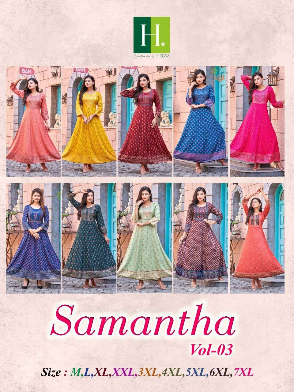 Hirwa Samantha Vol 3 Catalog Long Anarkali Kurtis Wholesale