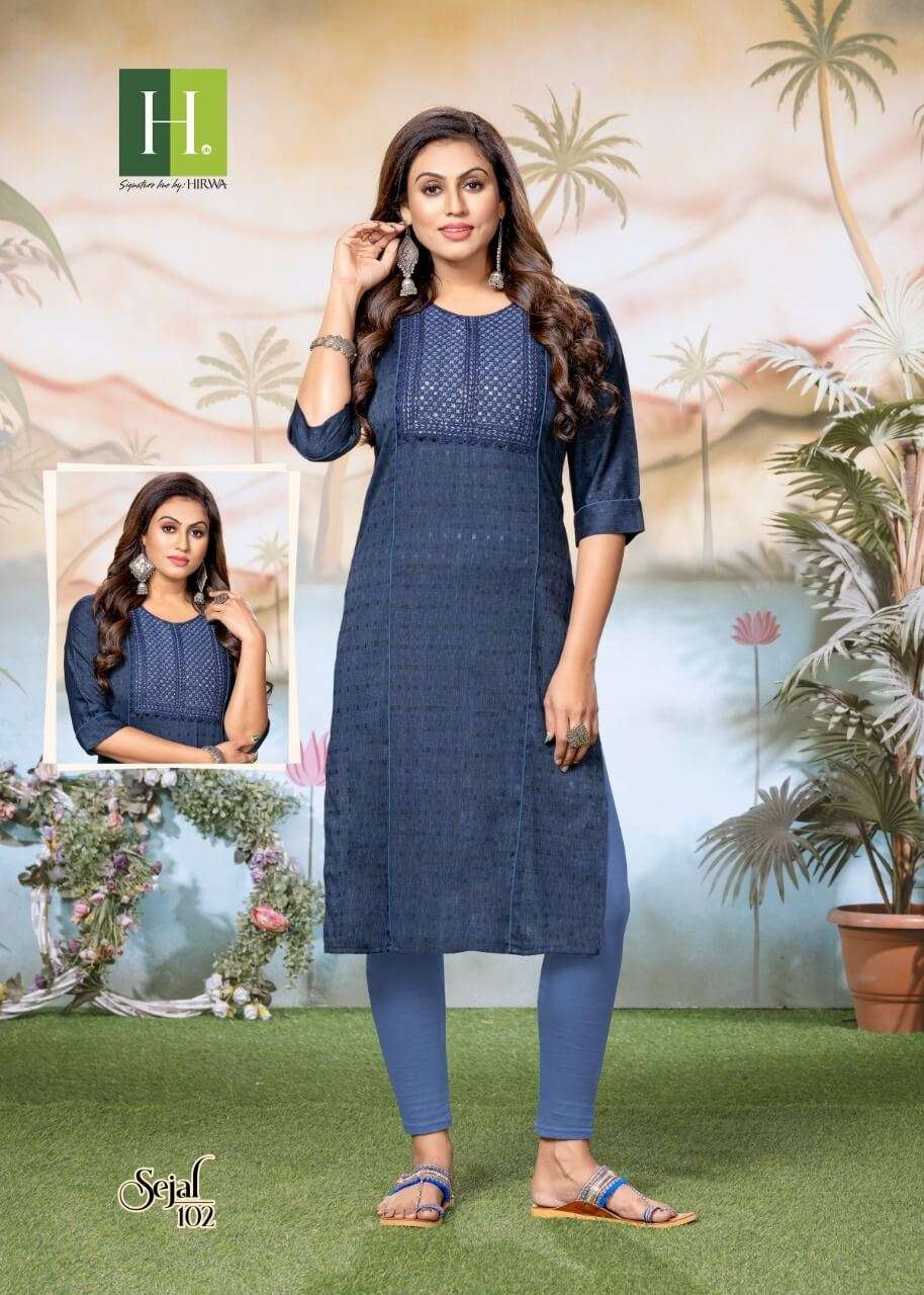 Hirwa Sejal Catalog Rayon Long Kurtis Wholesale