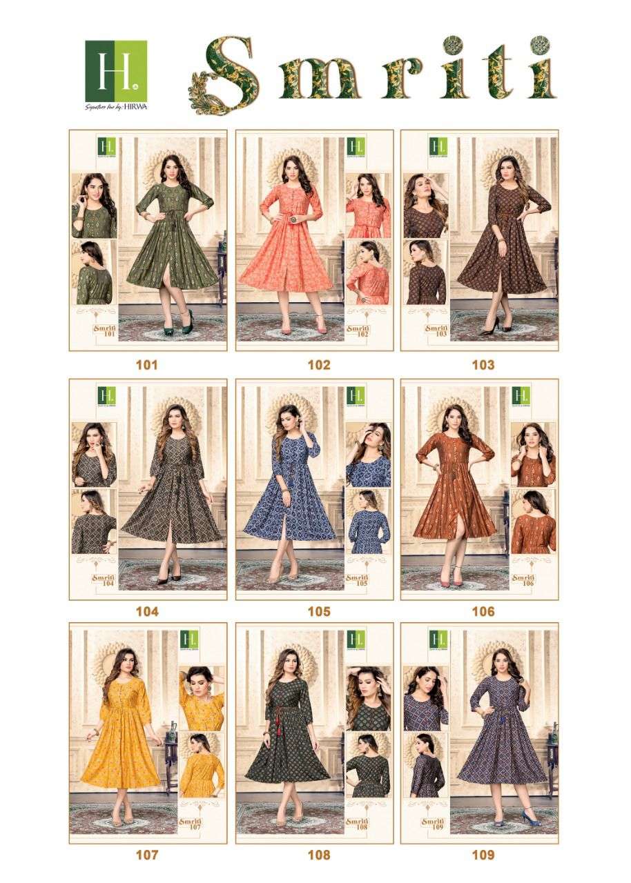 Hirwa Smriti Catalog Heavy Muslin Print Ghera Kurtis Wholesale