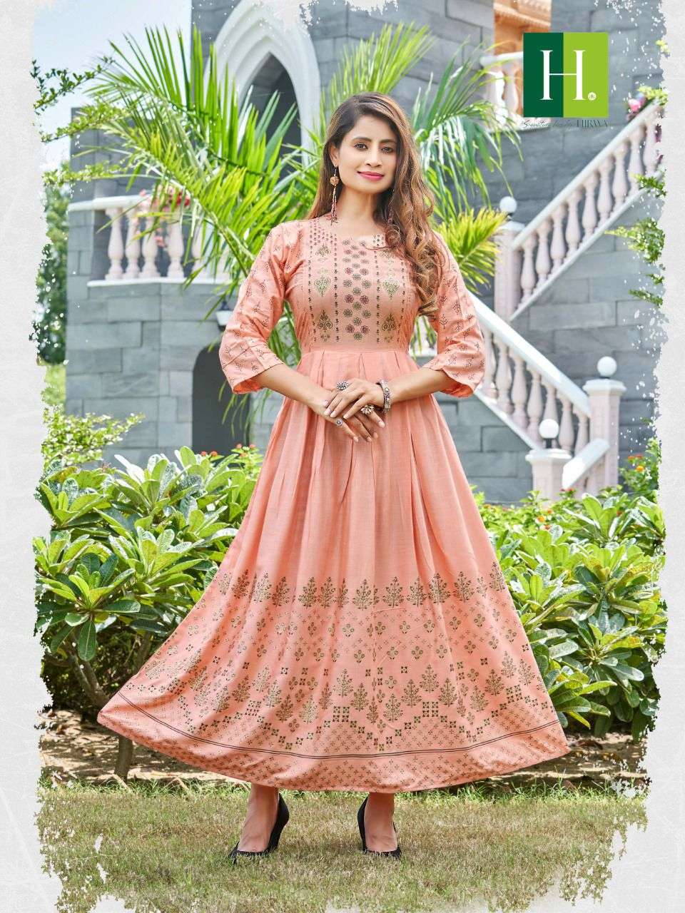 Hirwa Suncity Catalog Heavy Rayon Designer Party Wear Gown Style Kurtis Wholesale