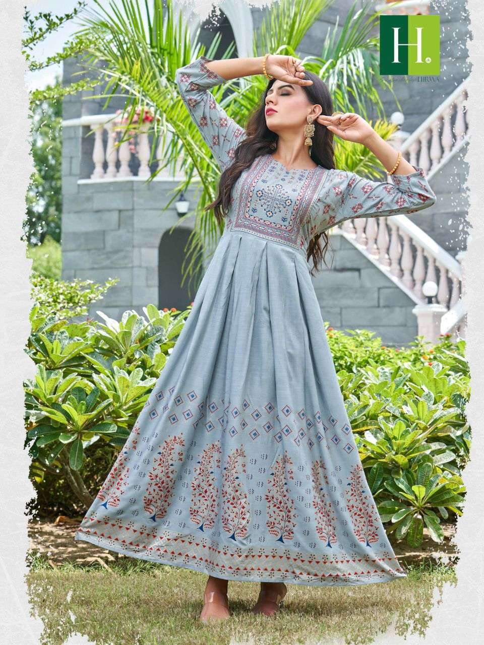 fcity.in - Fancy Kurtee King Peela Phool Gahra Gown Kurti With Dupatta /  Fancy