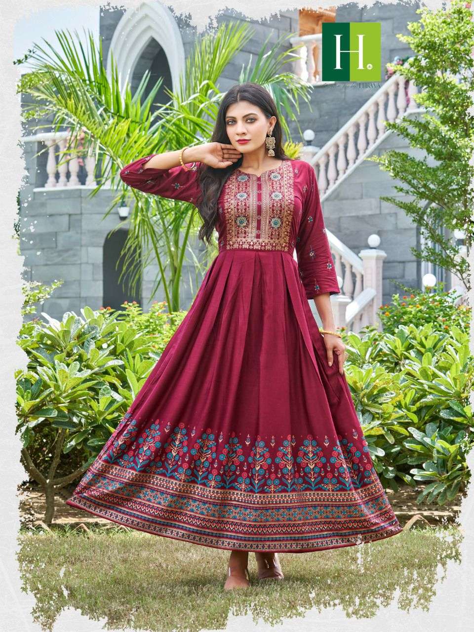 Hirwa Suncity Catalog Heavy Rayon Designer Party Wear Gown Style Kurtis Wholesale
