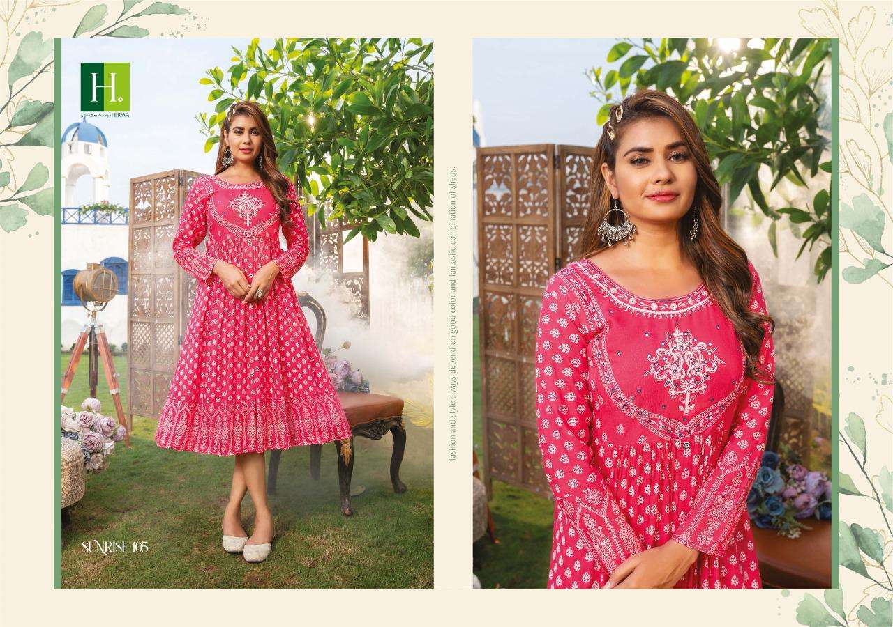 Hirwa Sunrise Catalog Fancy Wear Wholesale Ghera Kurtis