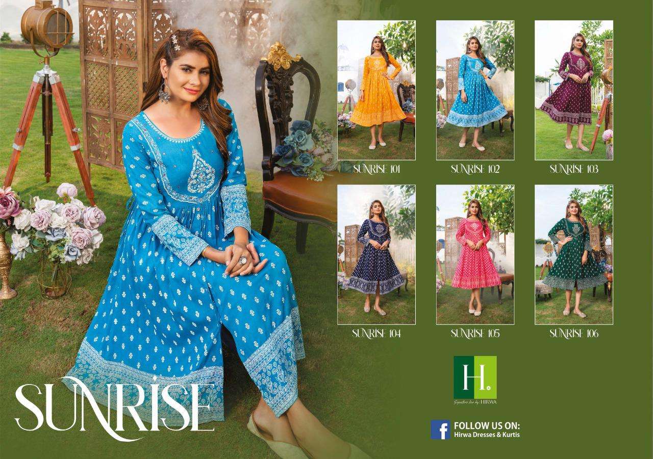 Hirwa Sunrise Catalog Fancy Wear Wholesale Ghera Kurtis