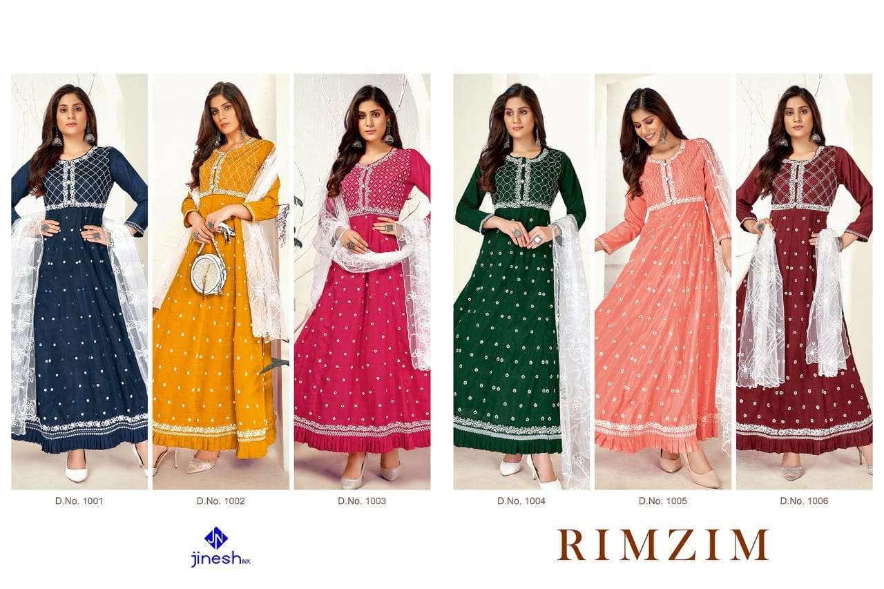 Jinesh Nx Rimzim Catalog Designer Wear Kurti With Dupatta Wholesale