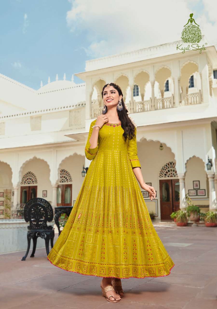 Kajal Style Fashion Colourbar Vol 8 Catalog Fancy Wear Designer Anarkali Long Kurtis Wholesale