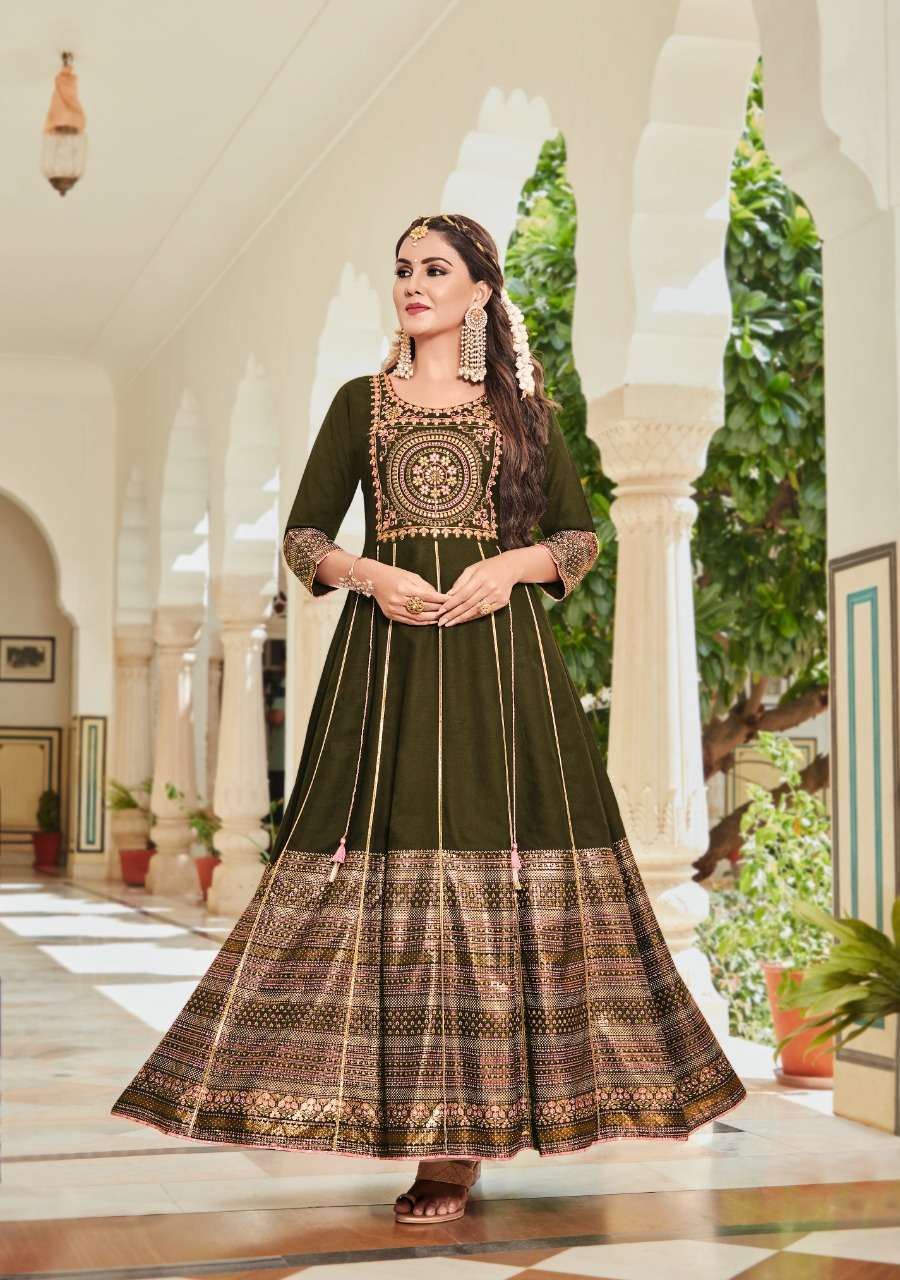 Kajal Style Fashion Colourbar Vol 8 Catalog Fancy Wear Designer Anarkali Long Kurtis Wholesale