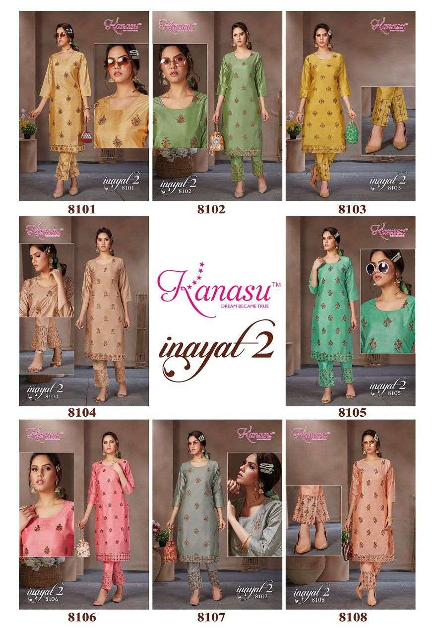 Kanasu Inayat Vol 2 Catalog Diable Silk Top with Bottom For Women