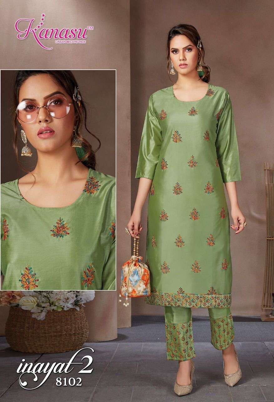 Kanasu Inayat Vol 2 Catalog Diable Silk Top with Bottom For Women