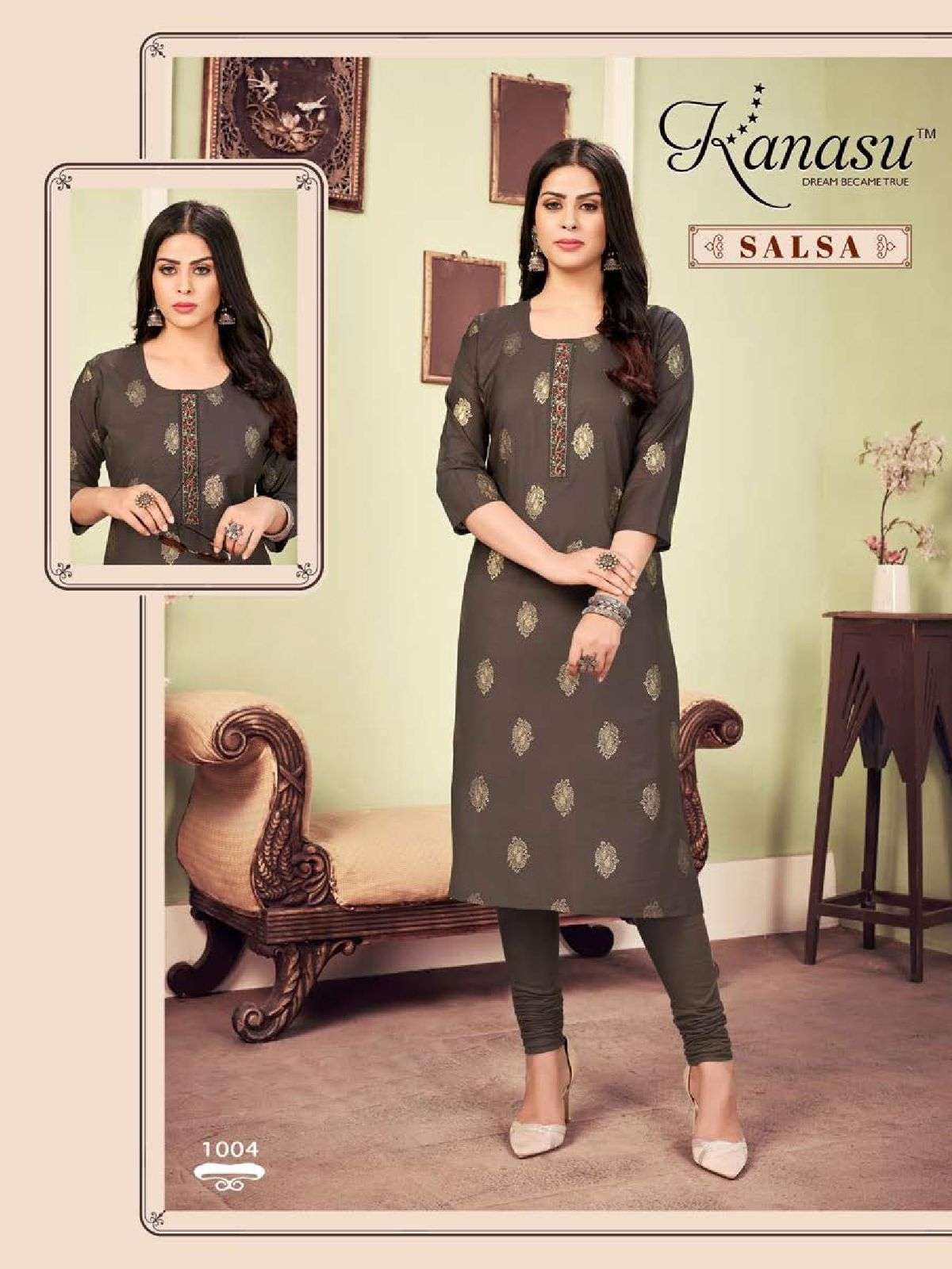 Kanasu Salsa Catalog Silk Designer Straight Kurtis