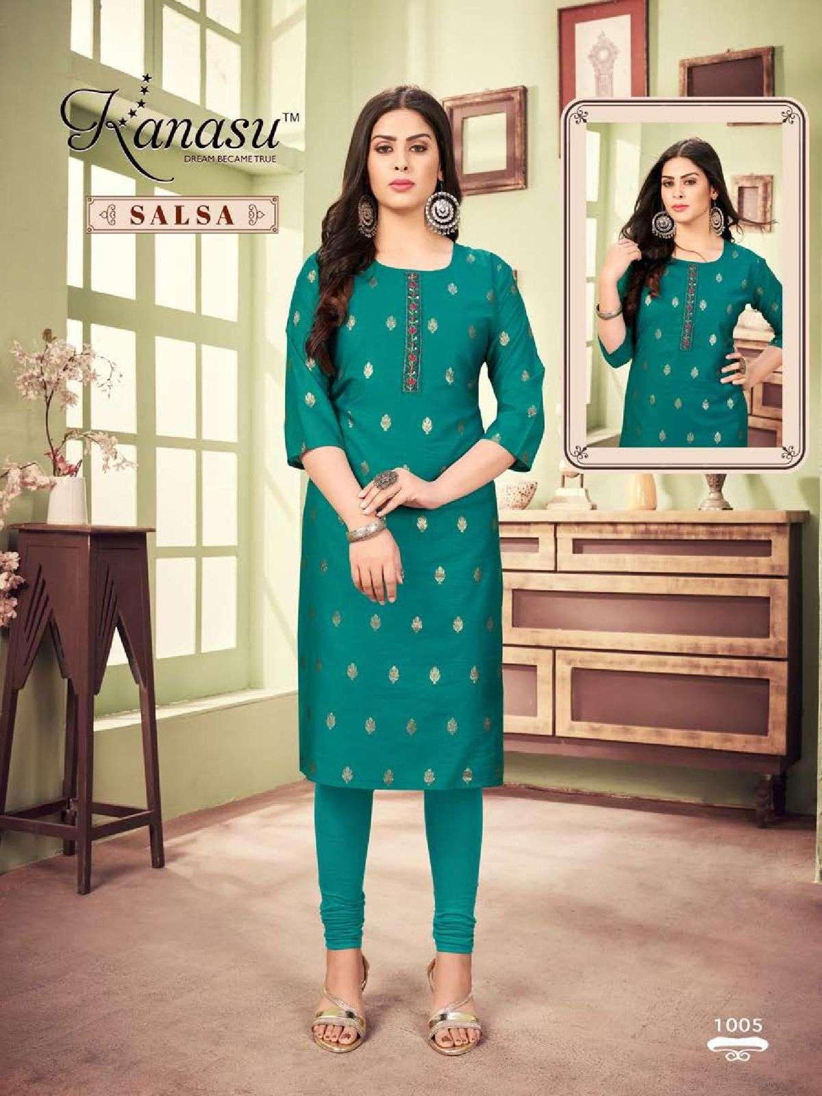 Kanasu Salsa Catalog Silk Designer Straight Kurtis
