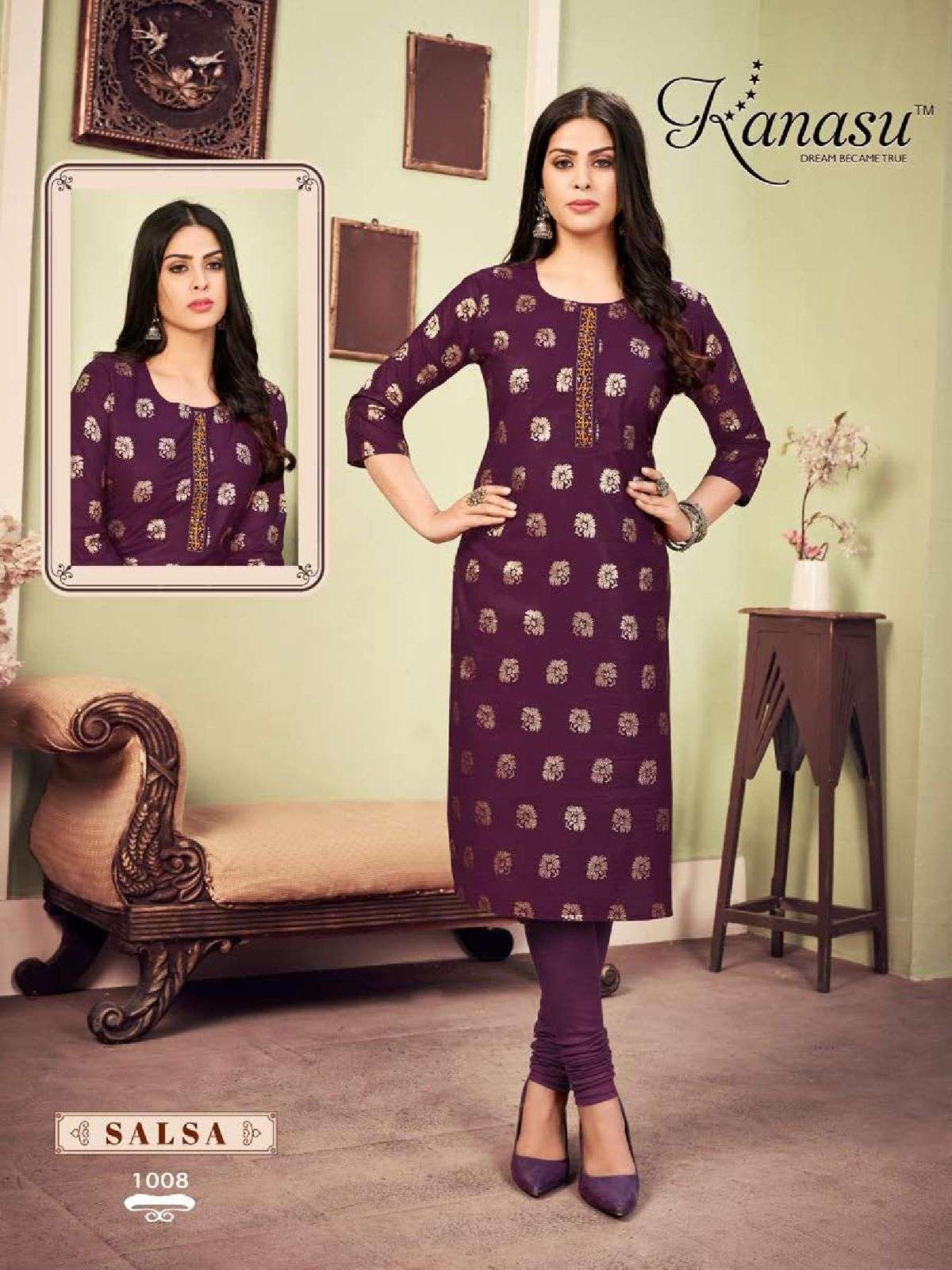 Kanasu Salsa Catalog Silk Designer Straight Kurtis
