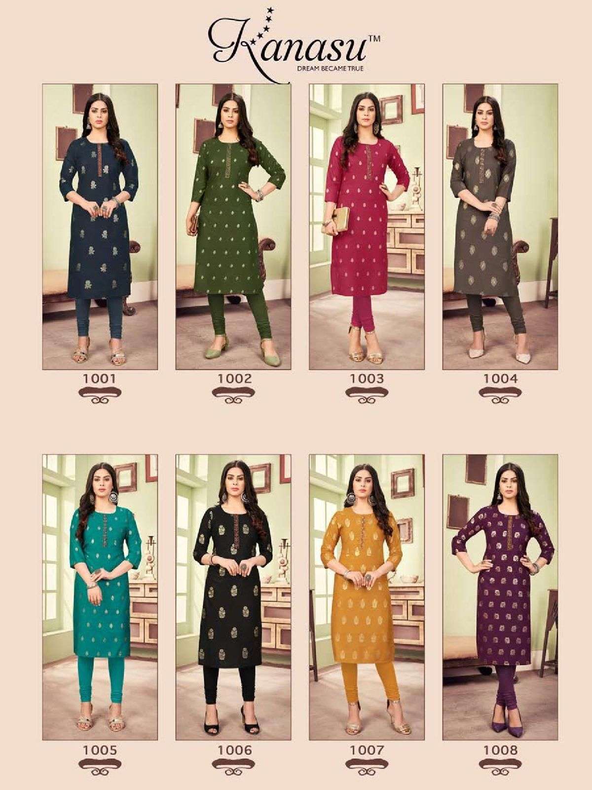 Kanasu Salsa Catalog Silk Designer Straight Kurtis