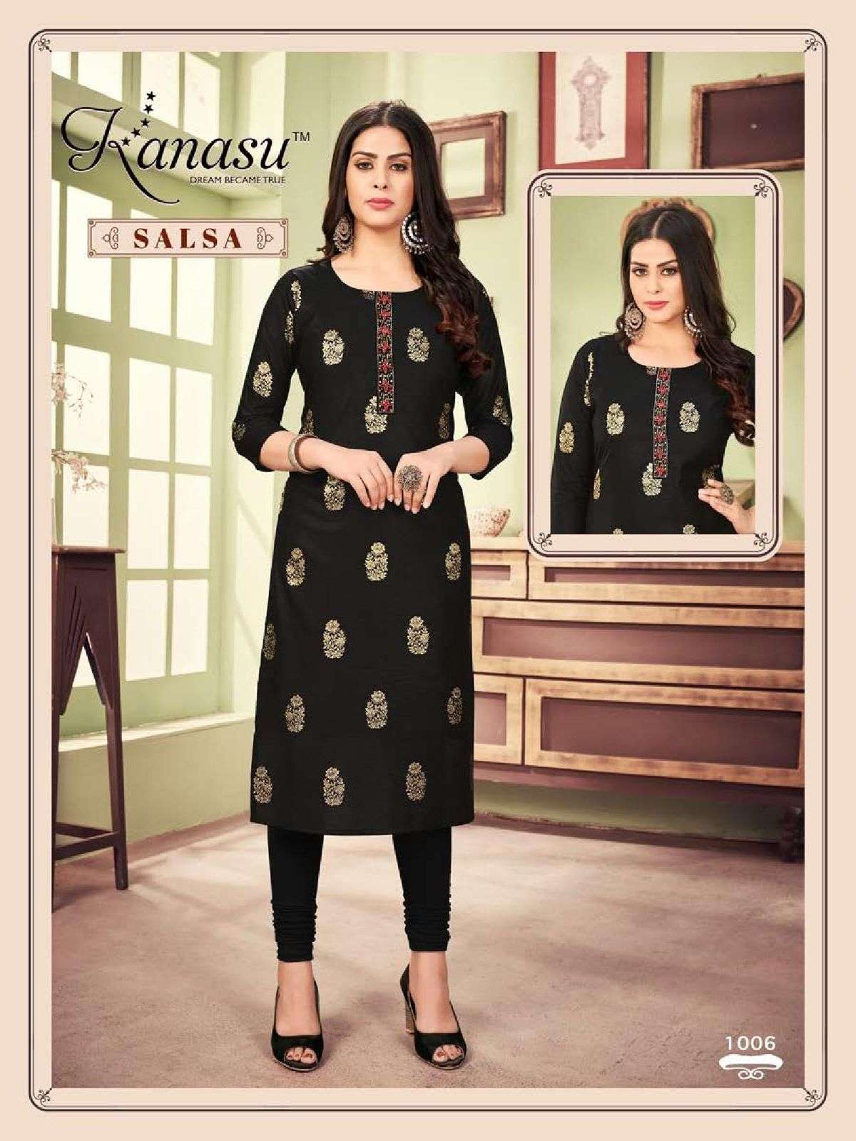 Kanasu Salsa Catalog Silk Designer Straight Kurtis