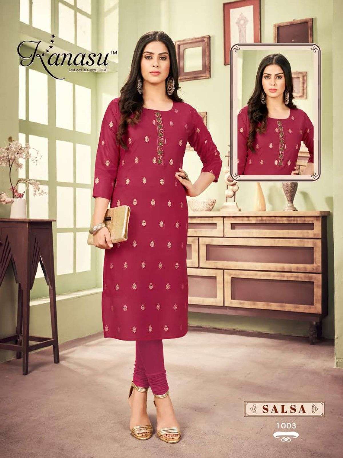Kanasu Salsa Catalog Silk Designer Straight Kurtis