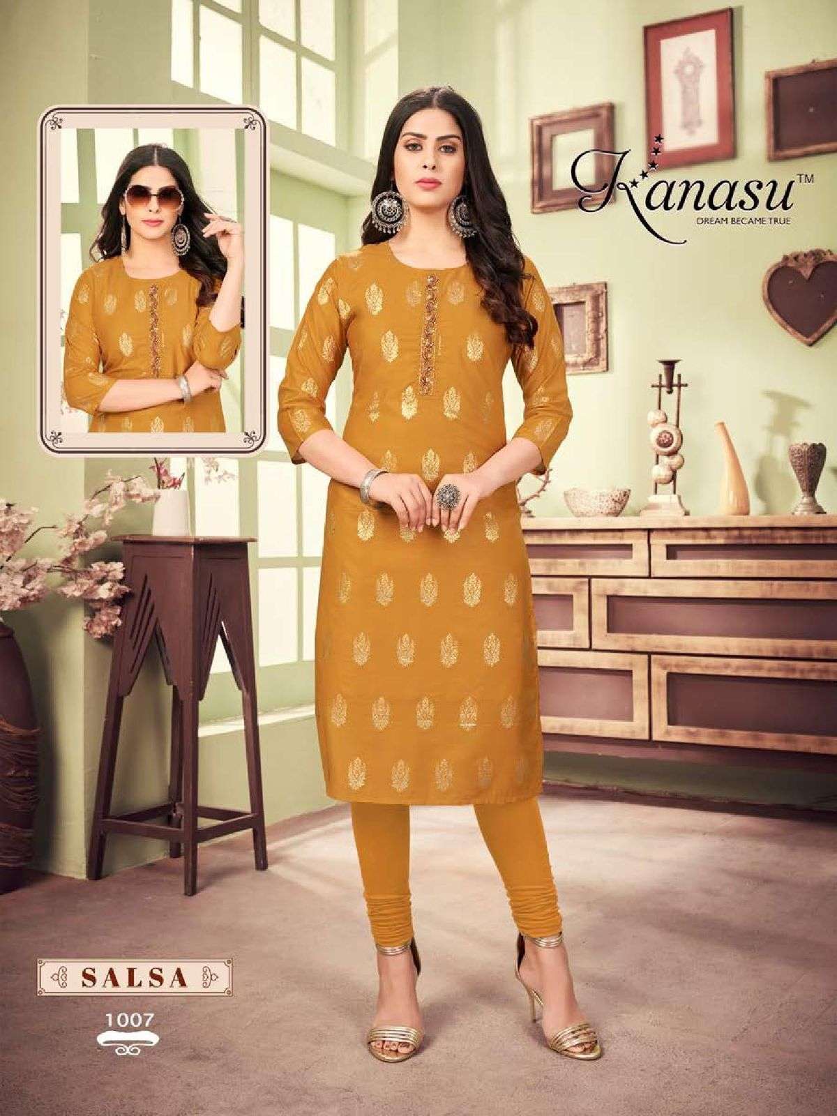 Kanasu Salsa Catalog Silk Designer Straight Kurtis