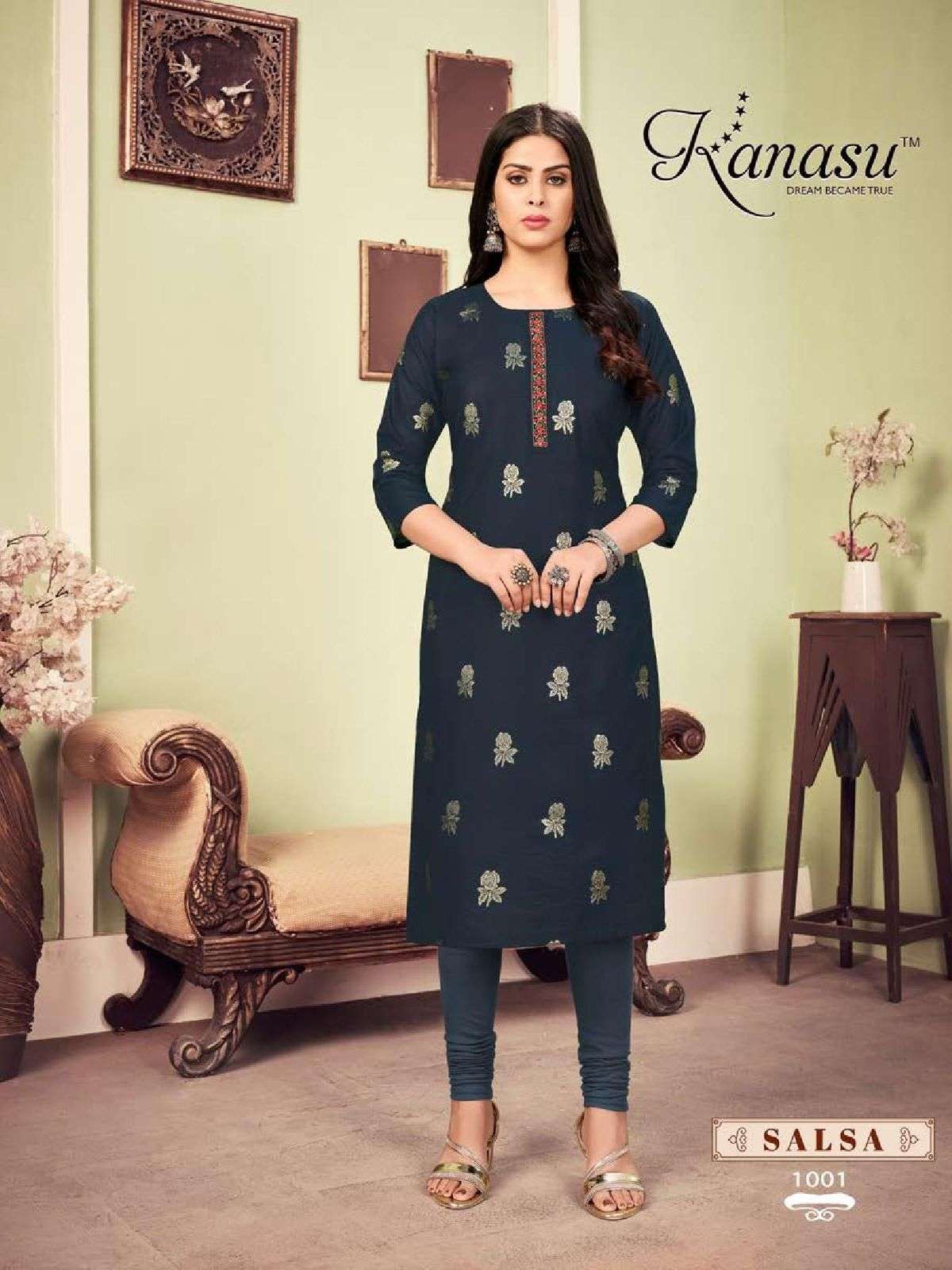 Kanasu Salsa Catalog Silk Designer Straight Kurtis