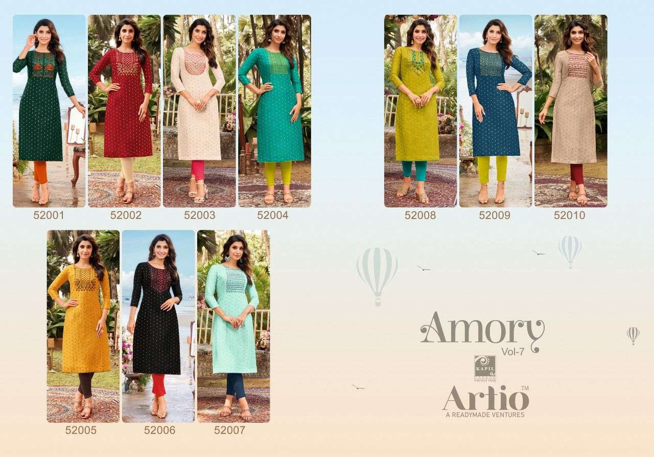 Kapil Trendz Amory Vol 7 Catalog Embroidery Wear Kurtis Wholesale