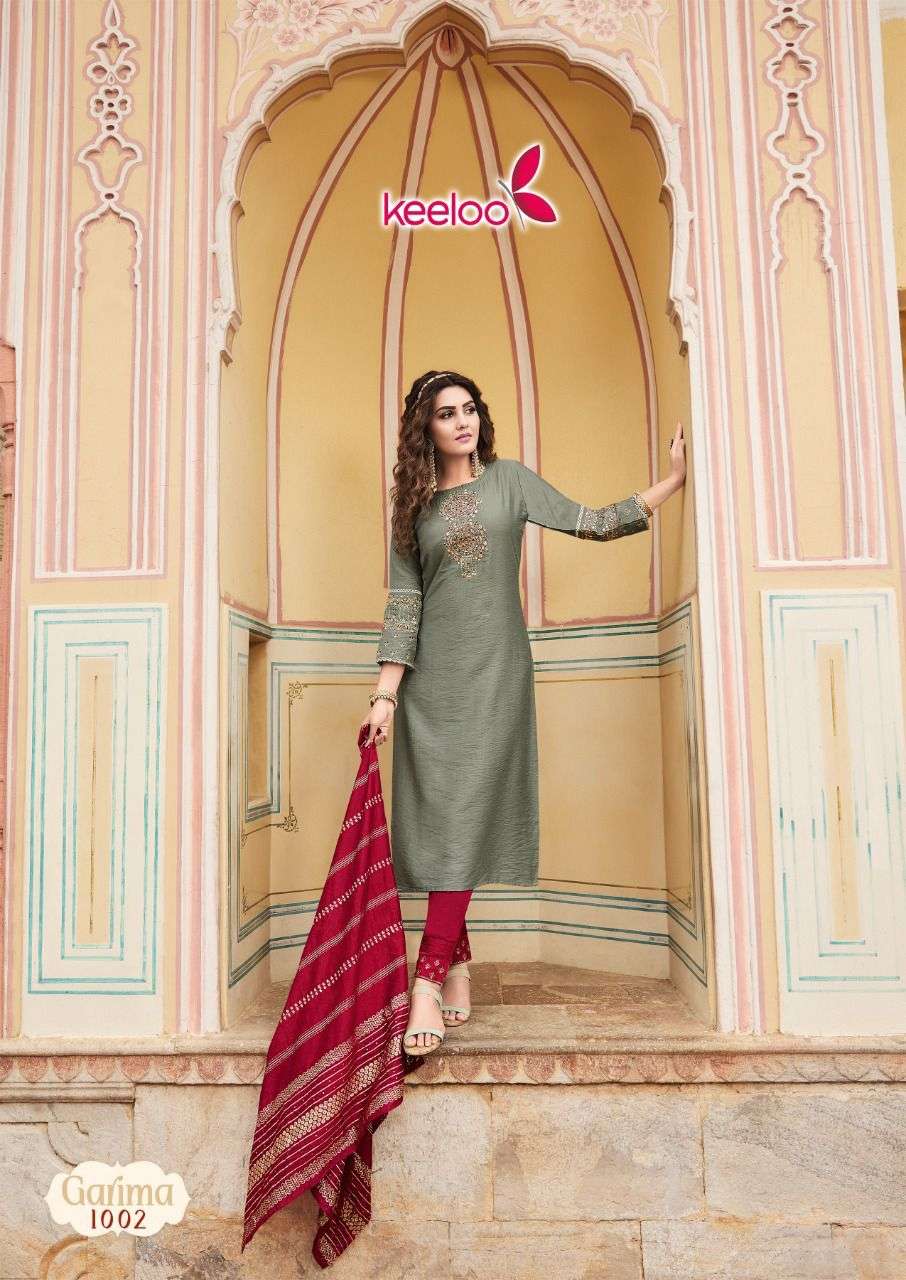 Keeloo Garima Catalog Cotton Slub Kurti With Bottom Dupatta Wholesale