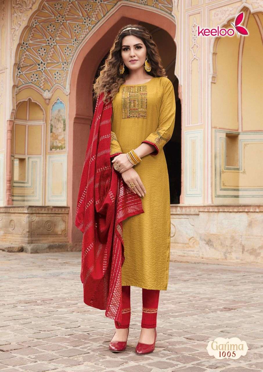 Keeloo Garima Catalog Cotton Slub Kurti With Bottom Dupatta Wholesale