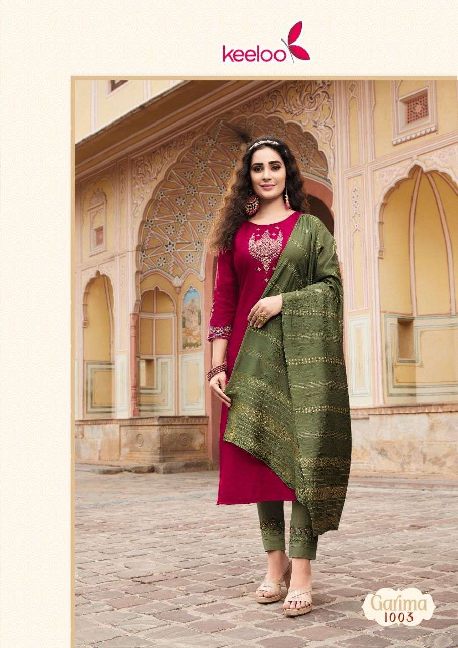 Keeloo Garima Catalog Cotton Slub Kurti With Bottom Dupatta Wholesale