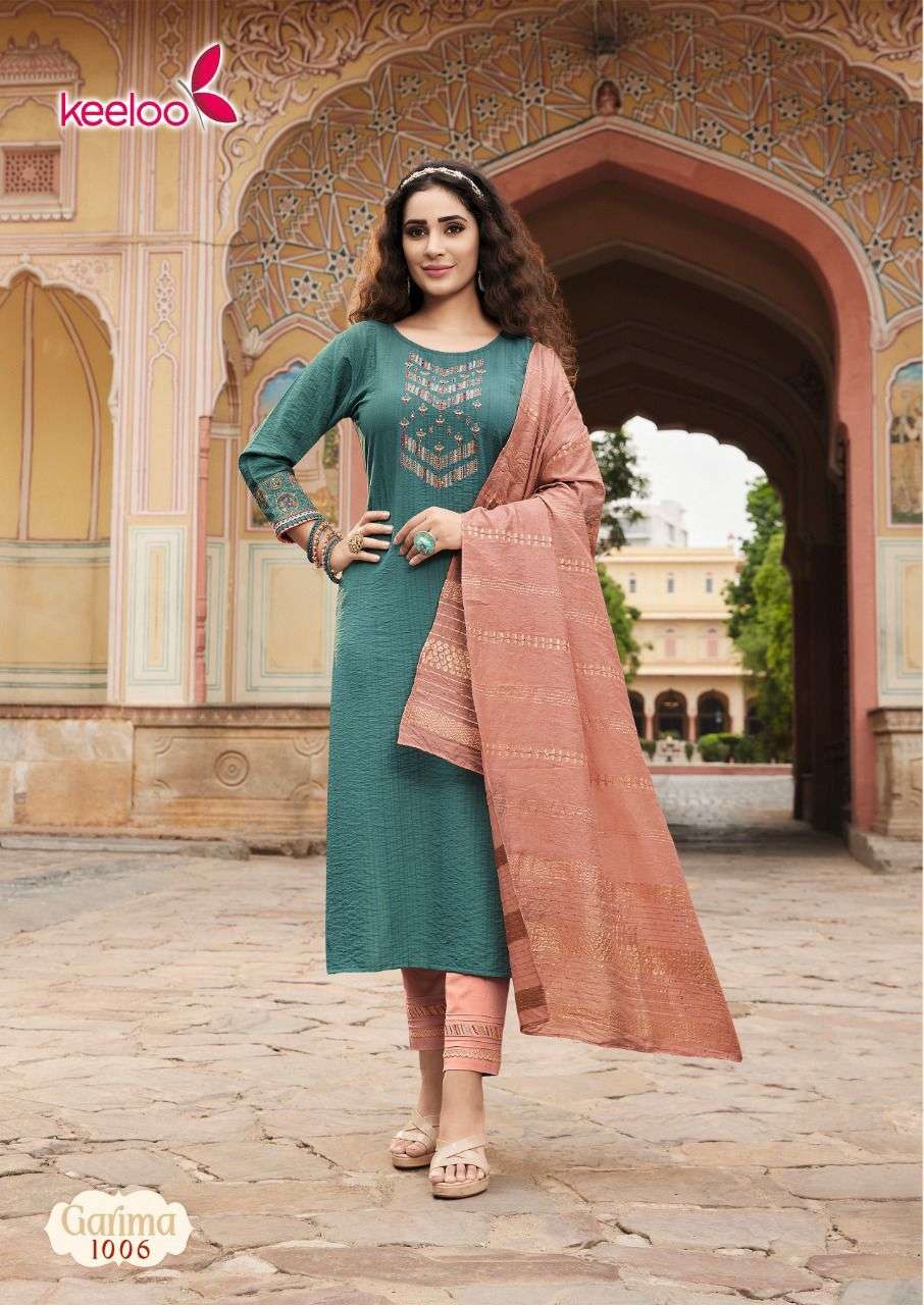 Keeloo Garima Catalog Cotton Slub Kurti With Bottom Dupatta Wholesale