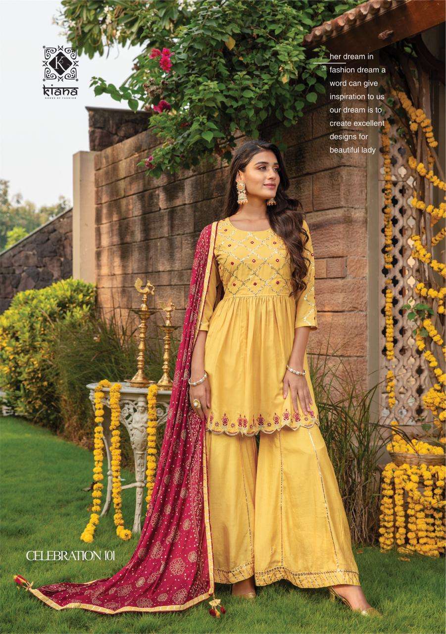 Kiana Celebration Catalog Designer Ready Made Top Bottom Dupatta Wholesale