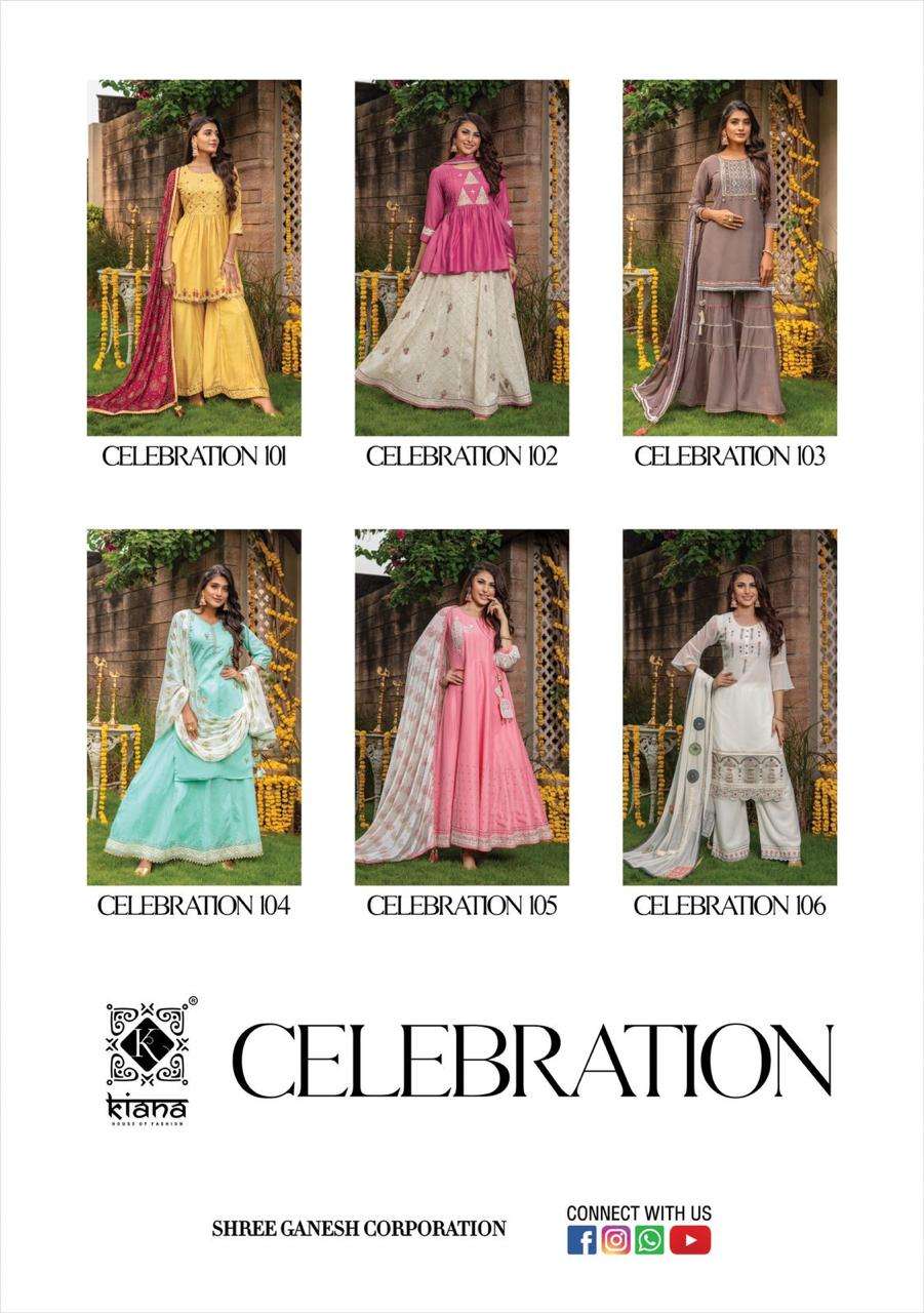 Kiana Celebration Catalog Designer Ready Made Top Bottom Dupatta Wholesale