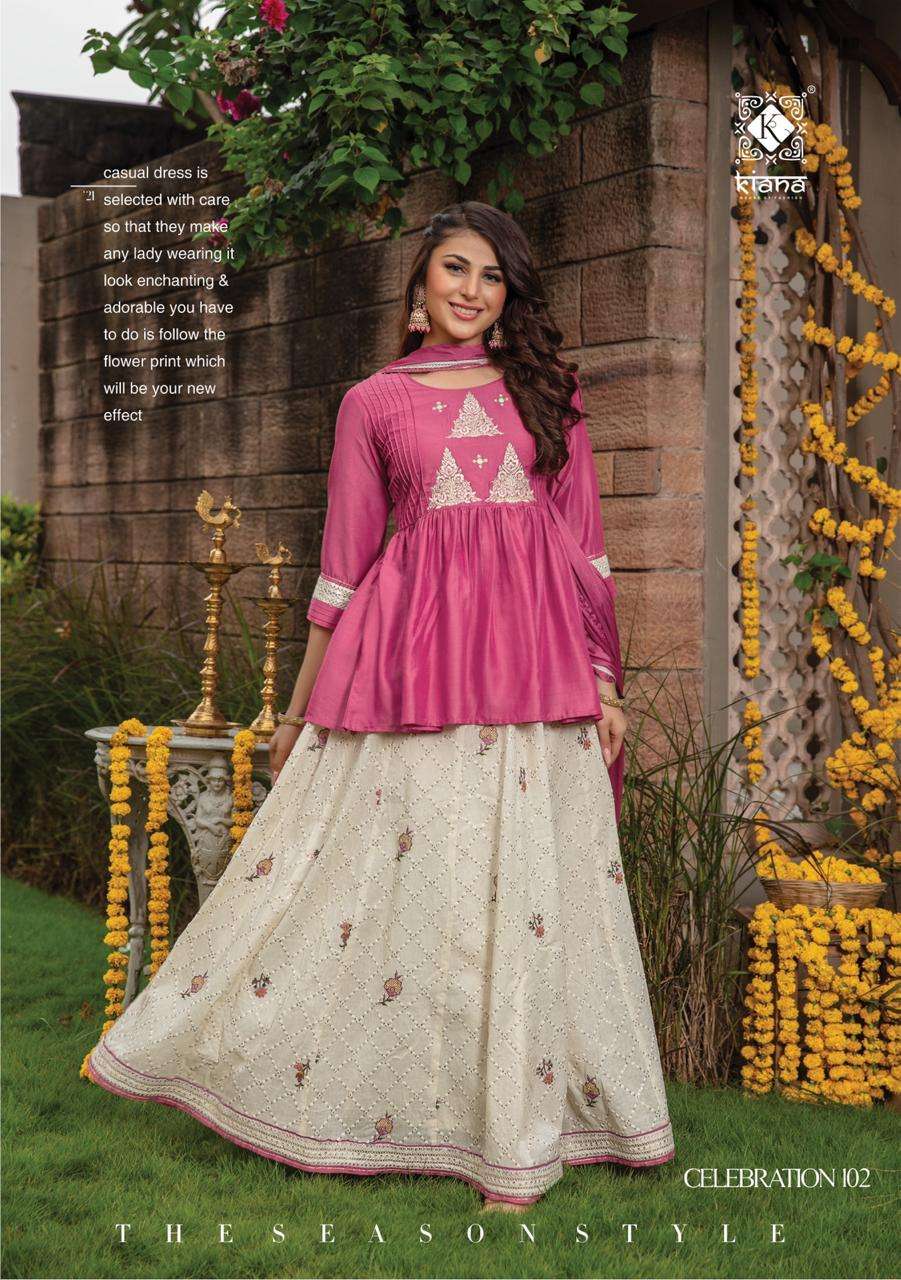 Kiana Celebration Catalog Designer Ready Made Top Bottom Dupatta Wholesale