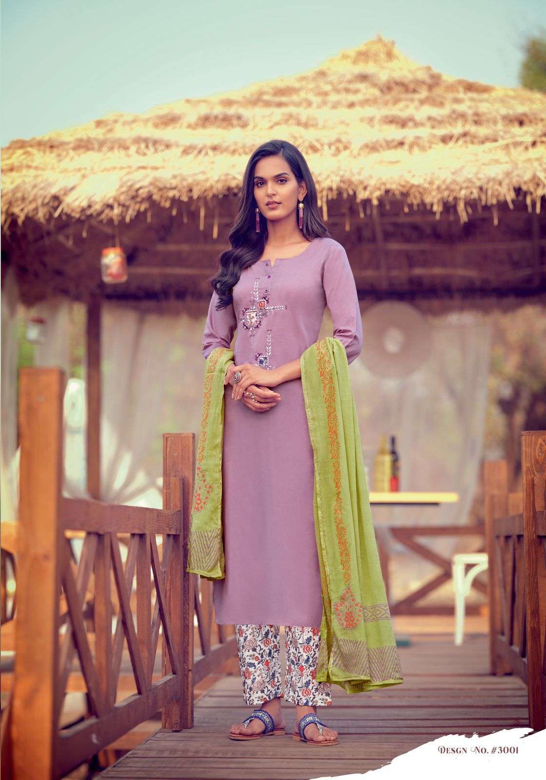 Kiana Kashida Catalog Cotton Embroidered Top Bottom and Dupatta