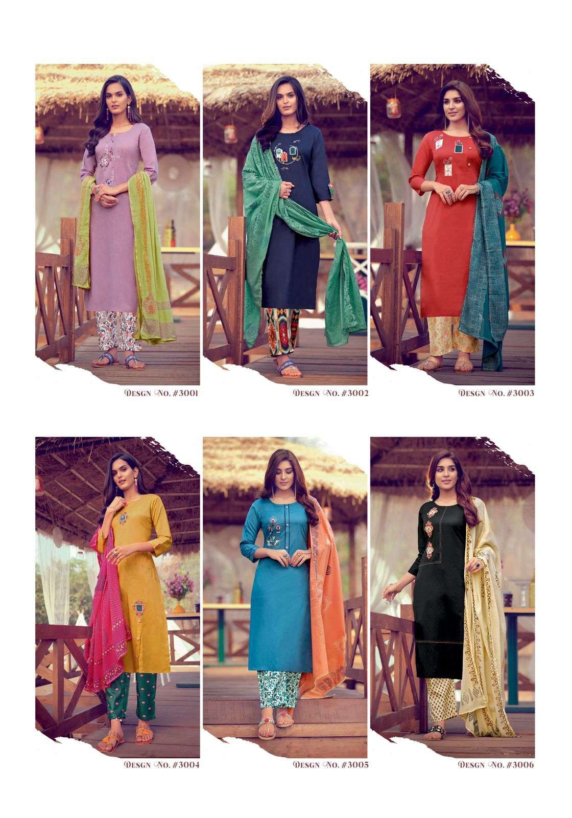 Kiana Kashida Catalog Cotton Embroidered Top Bottom and Dupatta