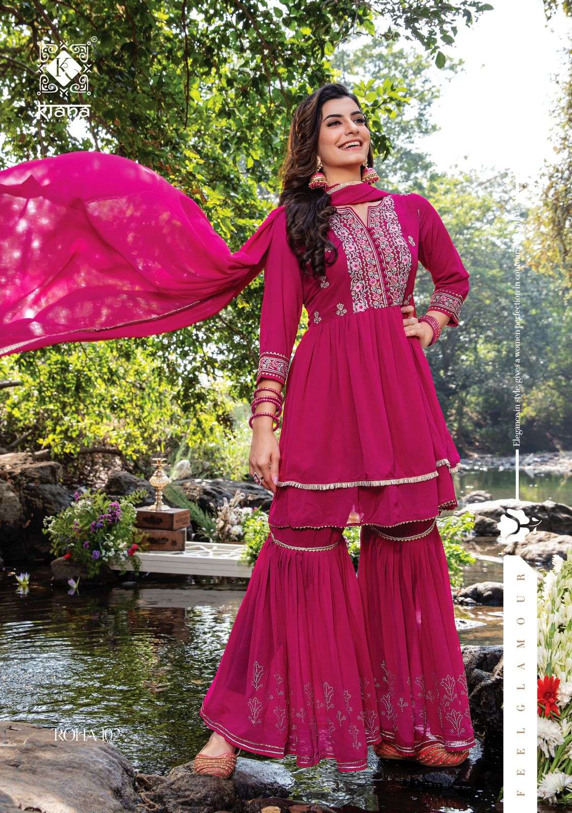 Kiana Roha Catalog Georgette Party Wear Wholesale Top Bottom Dupatta