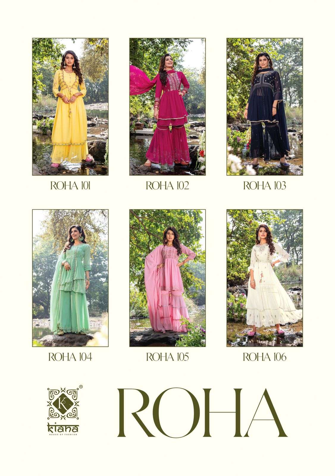Kiana Roha Catalog Georgette Party Wear Wholesale Top Bottom Dupatta