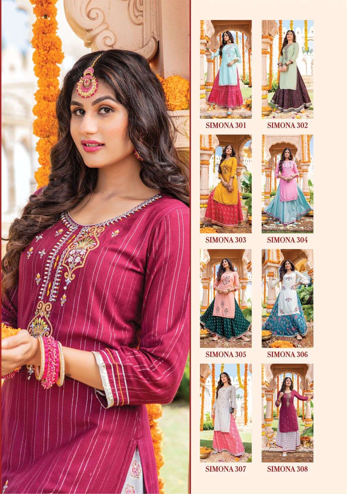 Kiana Simona Vol 3 Catalog Silk Cotton Party Wear Top Bottom Wholesale