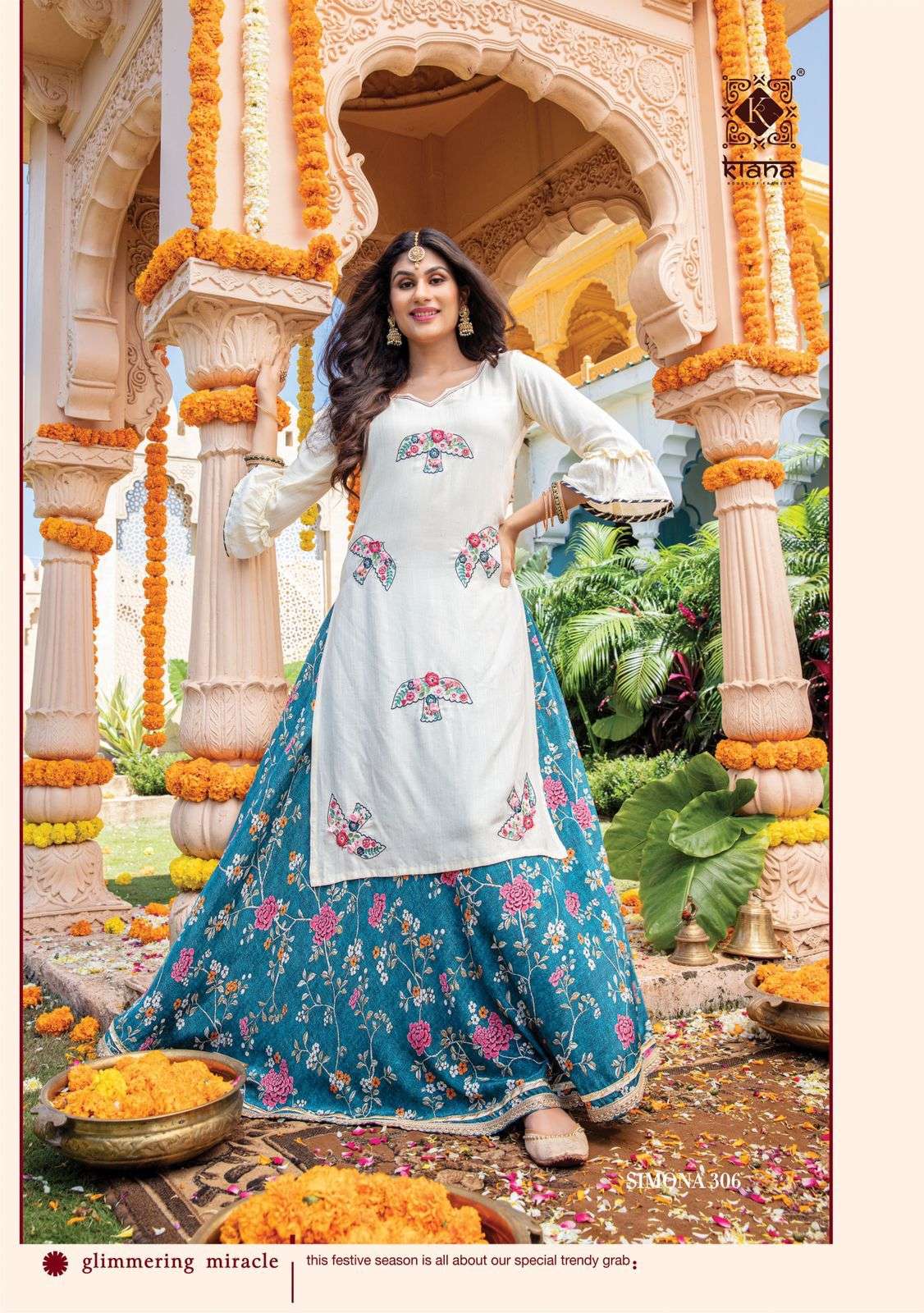 Kiana Simona Vol 3 Catalog Silk Cotton Party Wear Top Bottom Wholesale